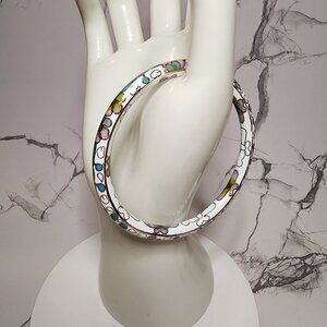 White Floral Cloisonne Enamel Bracelet